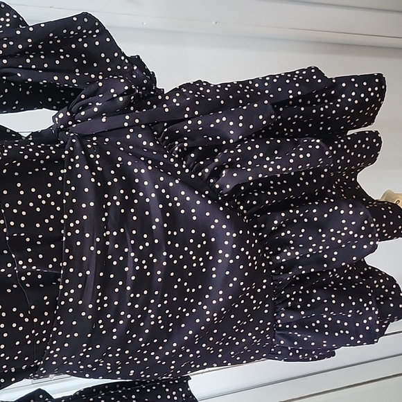 Navy polka dot flowy dress - Picture 4 of 6